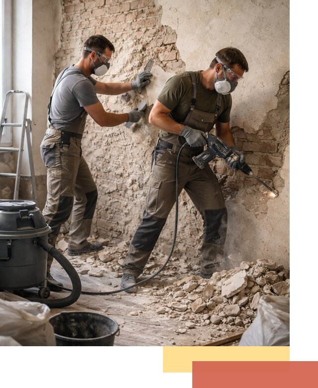 Демонтаж штукатурки со стен в щербинке быстро и аккуратно