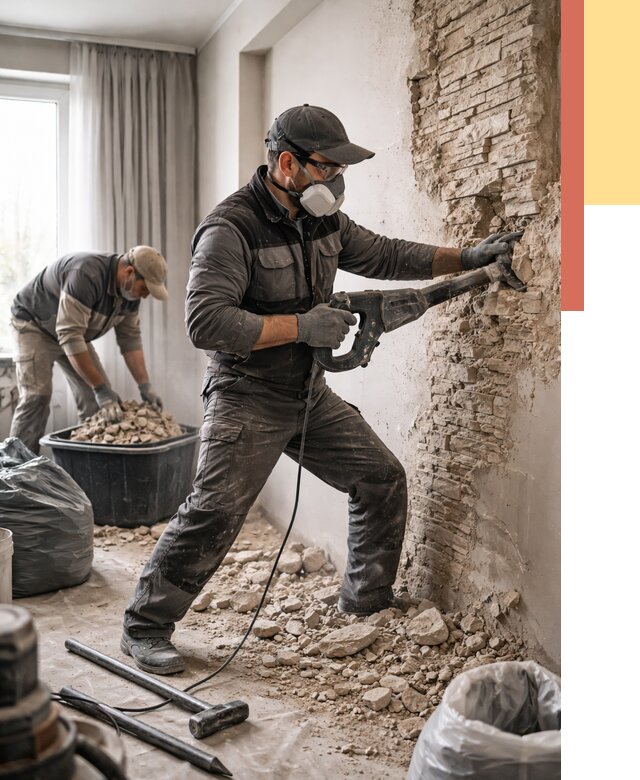 Демонтаж декоративного камня в щербинке от 1476 руб/м² — быстро и недорого | ОТДЕЛОЧНИК-Щрб