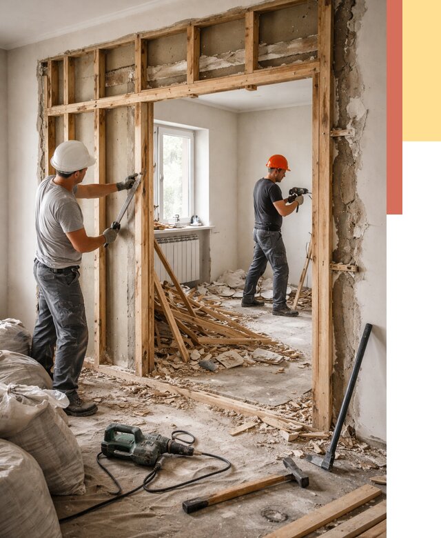 Демонтаж деревянных перегородок в щербинке от 3258 руб. — быстро и недорого | ОТДЕЛОЧНИК-Щрб