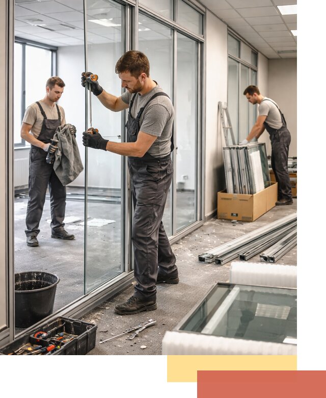 Демонтаж стеклянных перегородок в щербинке быстро и безопасно