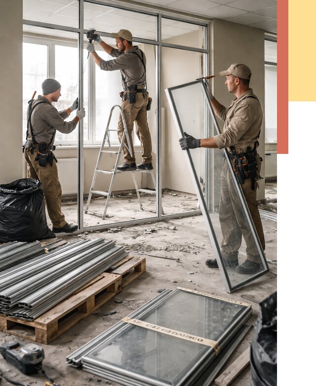 Демонтаж алюминиевых перегородок в щербинке от 4276 руб. — быстро и недорого | ОТДЕЛОЧНИК-Щрб