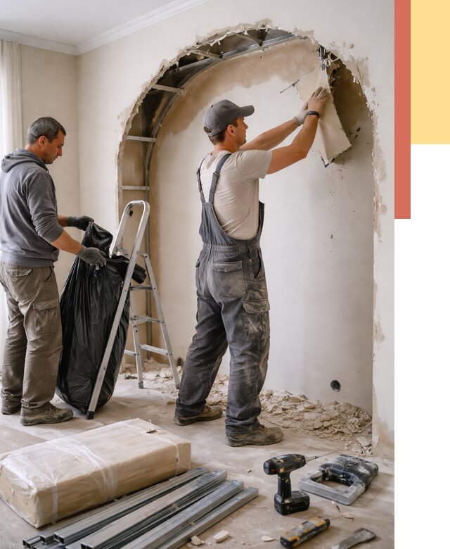 Демонтаж арки из гипсокартона в щербинке от 3564 руб. — услуги под ключ | ОТДЕЛОЧНИК-Щрб