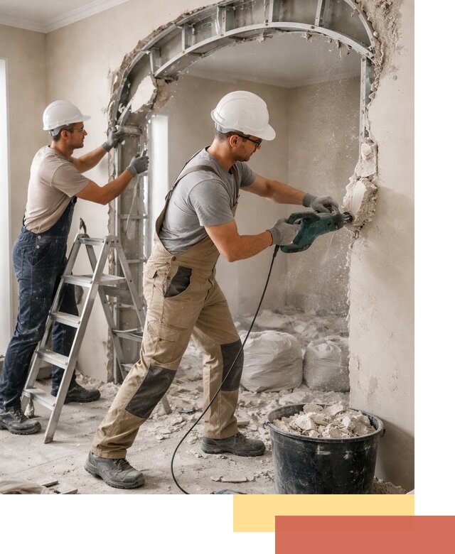 Демонтаж гипсокартонной арки в щербинке быстро и аккуратно