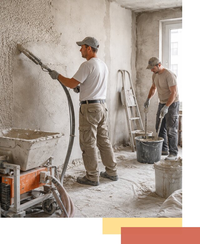 Машинная штукатурка стен в щербинке — быстро и качественно