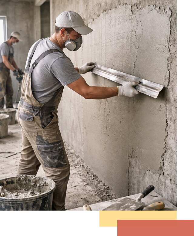 Штукатурка бетонных стен в щербинке качественно и долговечно