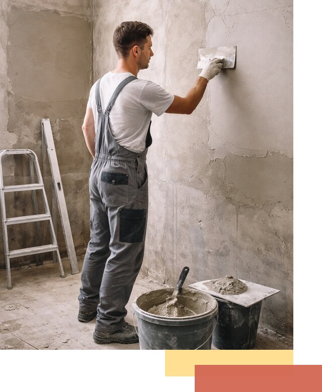 Штукатурка стен в ванной под ключ в щербинке