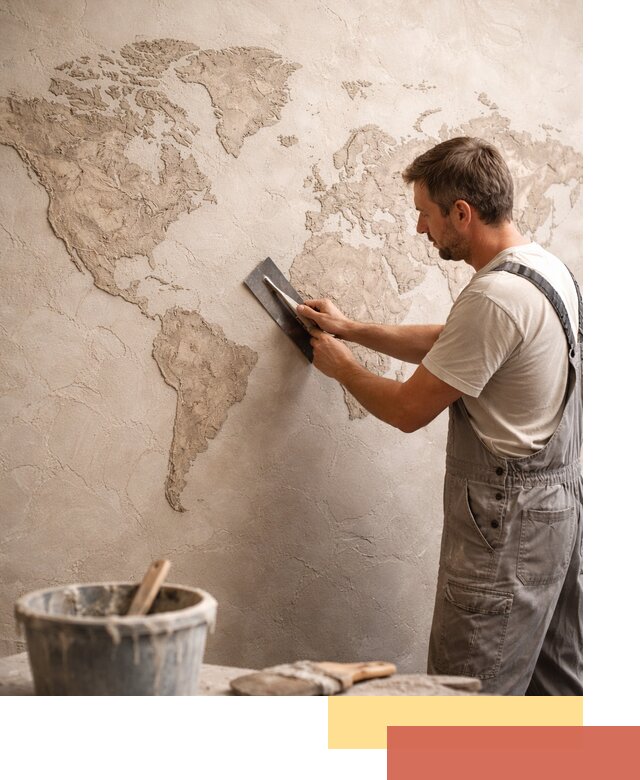 Декоративная штукатурка «Карта мира» под ключ в щербинке