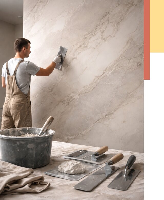 Декоративная штукатурка под мрамор в щербинке от 2851 руб./м² — быстро и недорого | ОТДЕЛОЧНИК-Щрб