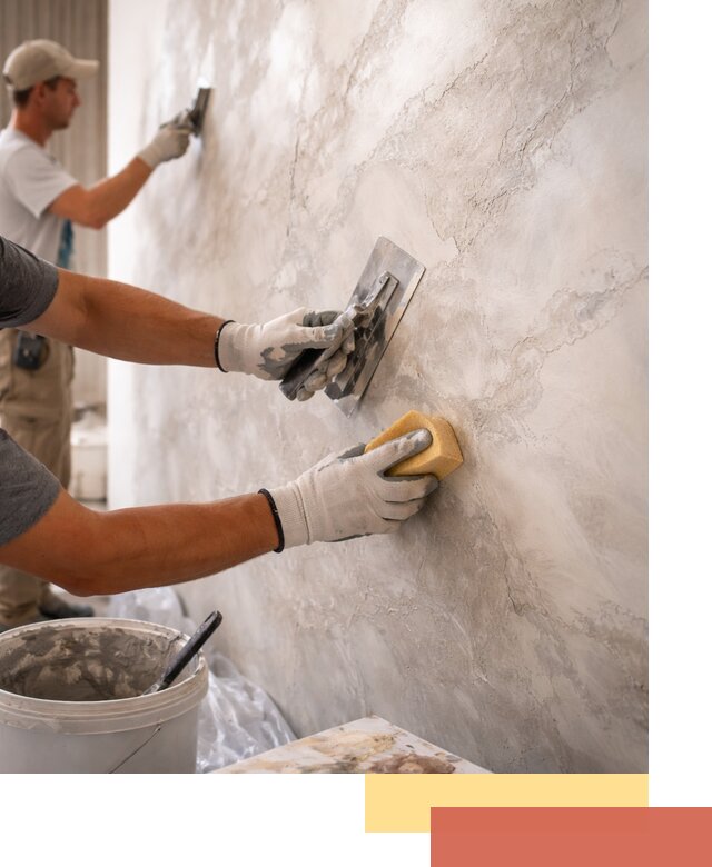 Декоративная штукатурка под мрамор в щербинке для стен и потолков