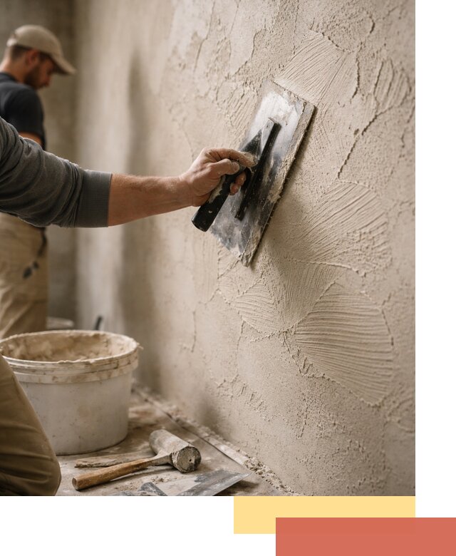 Фактурная штукатурка стен в щербинке — монтаж, отделка, реставрация