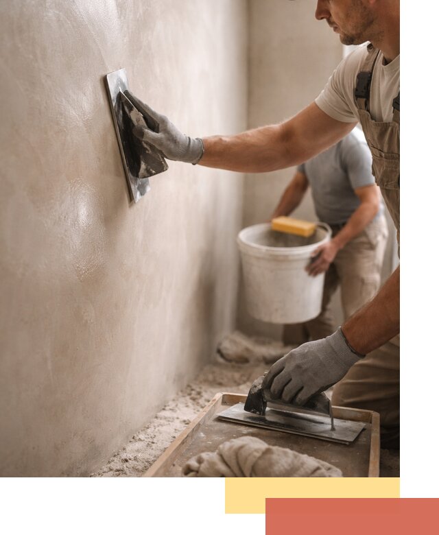 Нанесение марокканской штукатурки таделакт в щербинке