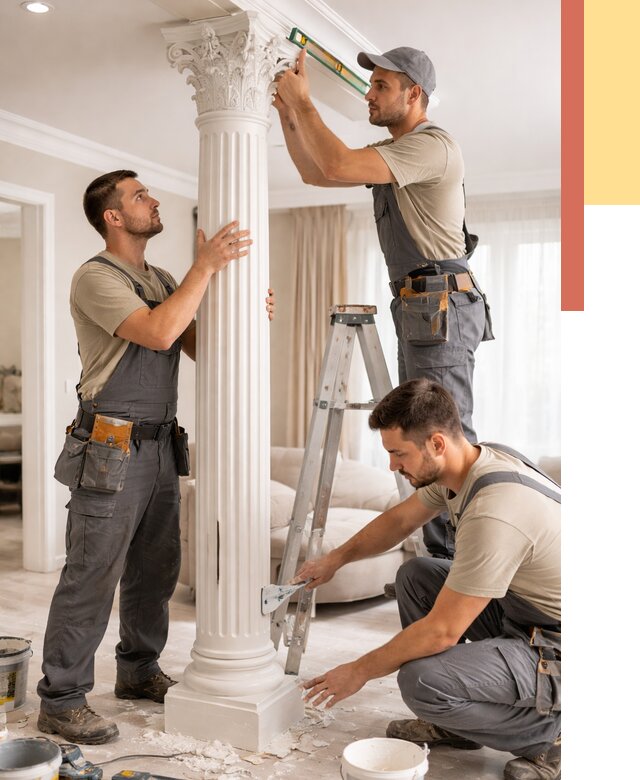 Установка декоративных колонн в щербинке от 12218 руб. под ключ | ОТДЕЛОЧНИК-Щрб