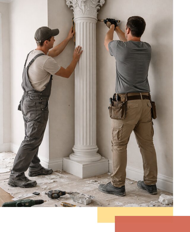 Установка декоративных колонн в щербинке под ключ