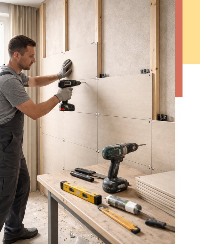 Монтаж МДФ панелей на стены в щербинке от 1273 руб. под ключ | ОТДЕЛОЧНИК-Щрб