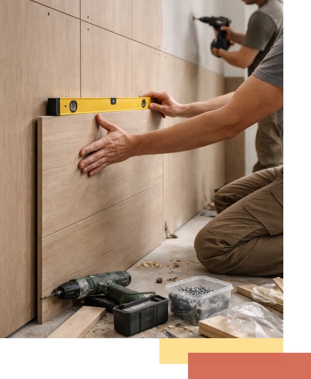 Профессиональный монтаж МДФ панелей на стены в щербинке