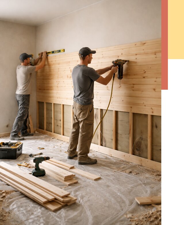 Монтаж деревянной вагонки на стены в щербинке от 7637 руб. | Услуги монтажа вагонки | ОТДЕЛОЧНИК-Щрб