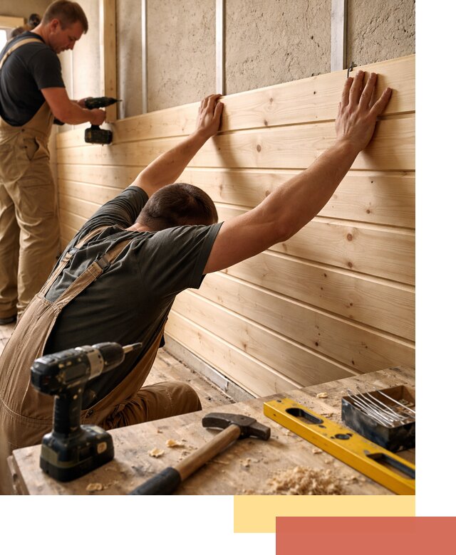 Монтаж деревянной вагонки на стены в щербинке быстро и качественно