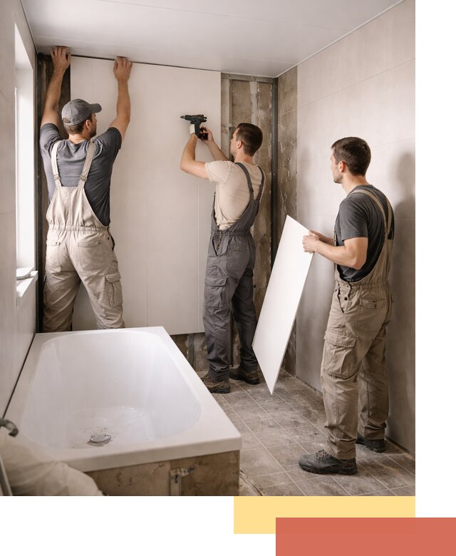 Отделка ванной панели ПВХ профессионально в щербинке