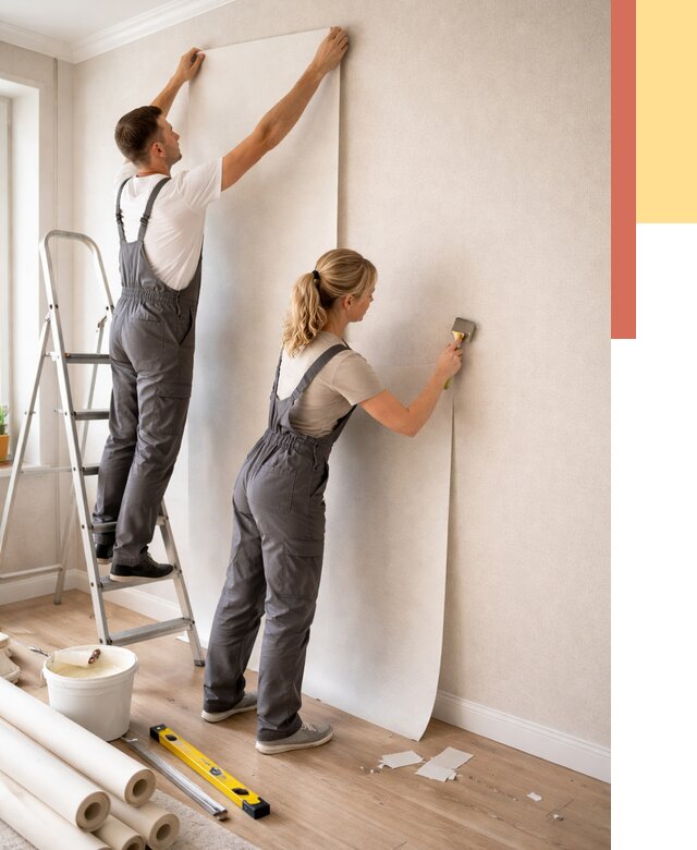 Поклейка флизелиновых обоев в щербинке от 6109 руб. | Быстро и недорого — ОТДЕЛОЧНИК-Щрб