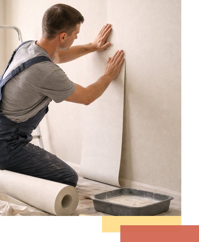 Поклейка флизелиновых обоев в щербинке качественно и быстро