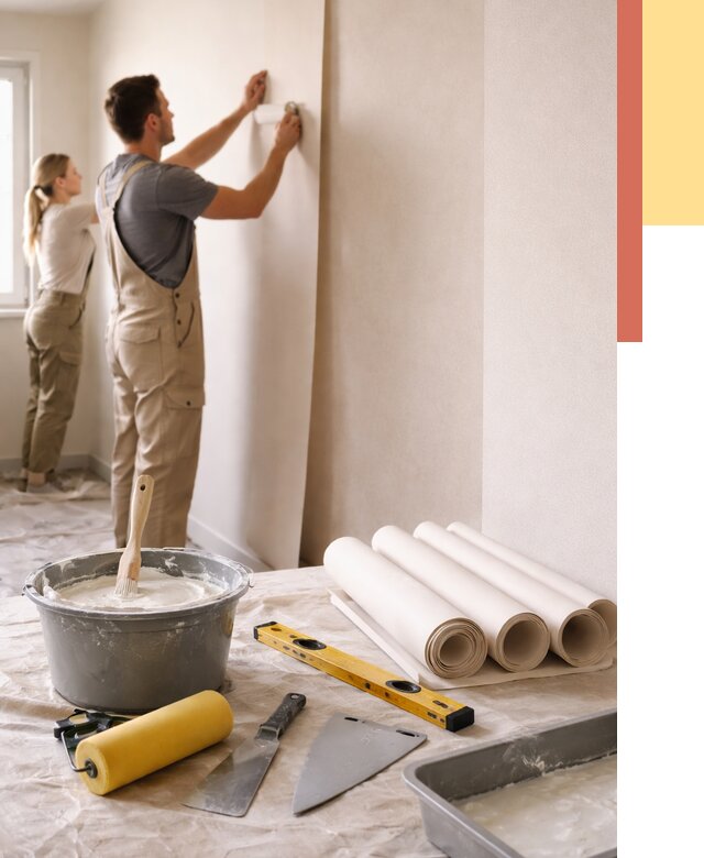 Поклейка бумажных обоев в щербинке от 5600 руб./м2 — быстро и недорого | ОТДЕЛОЧНИК-Щрб