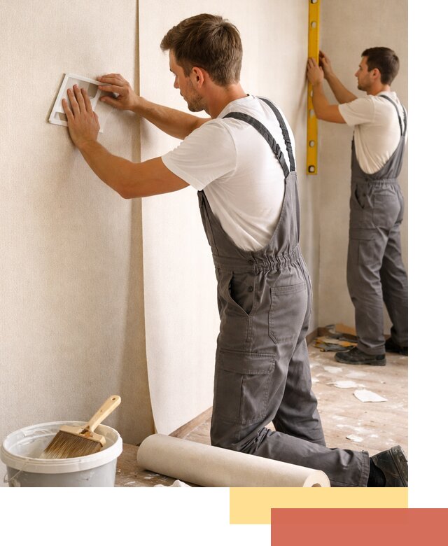 Поклейка бумажных обоев в щербинке качественно и недорого