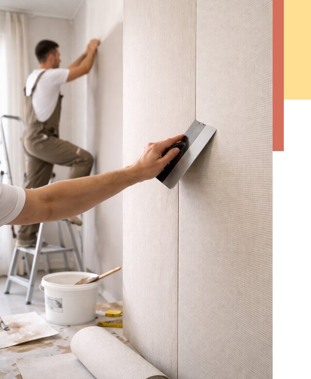 Поклейка текстильных обоев в щербинке от 4582 руб. под ключ | ОТДЕЛОЧНИК-Щрб