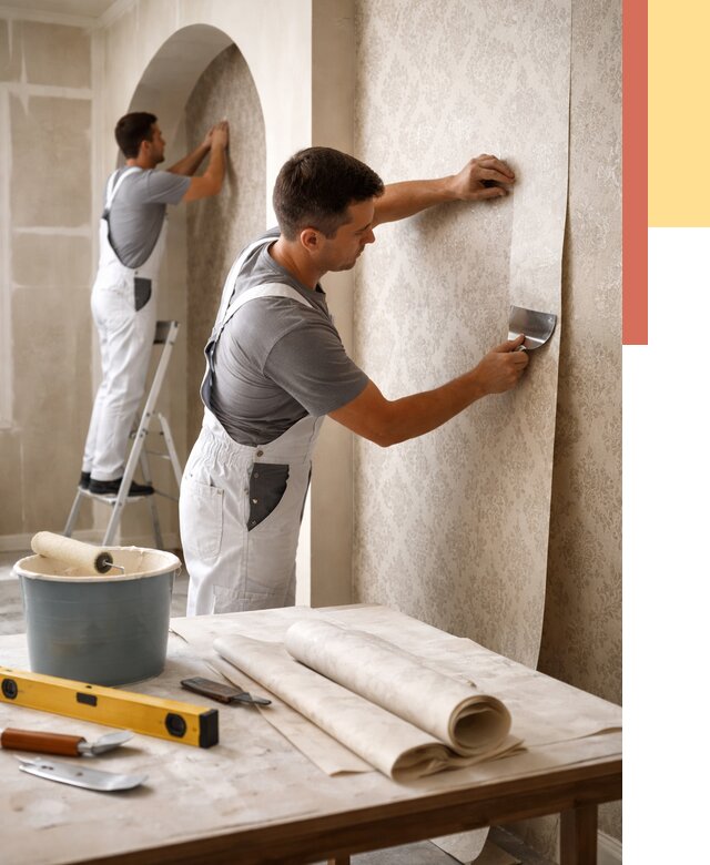 Поклейка обоев на сложные стены в щербинке от 2851 руб. под ключ | ОТДЕЛОЧНИК-Щрб