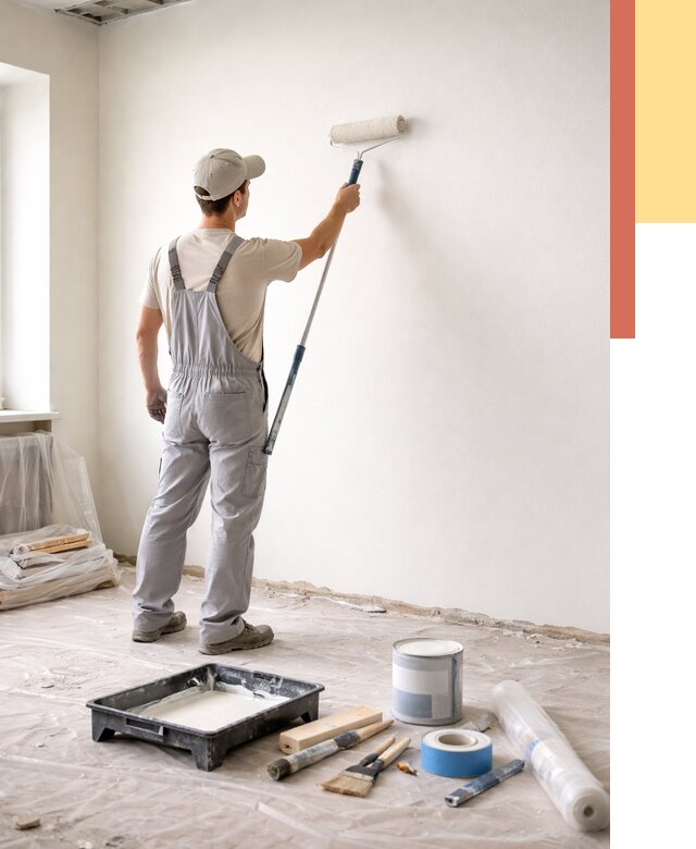 Покраска стен водоэмульсионной краской в щербинке от 458 руб. за м² | ОТДЕЛОЧНИК-Щрб