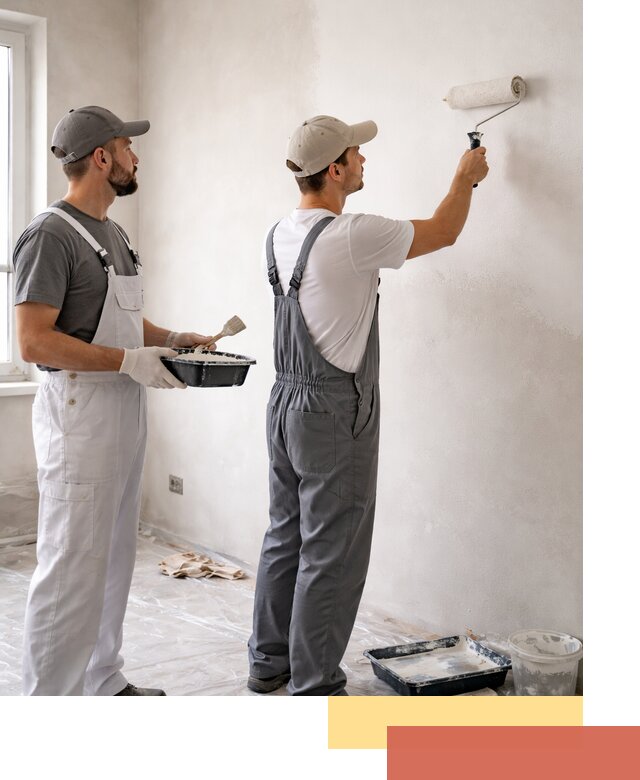 Покраска стен водоэмульсионной краской в щербинке