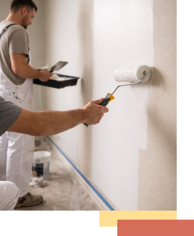 Покраска стен акриловой краской профессионально в щербинке