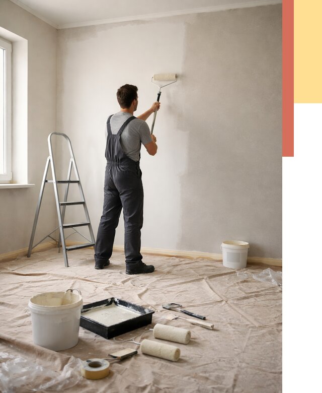 Покраска стен моющейся краской в щербинке от 356 руб./м² — быстро и недорого | ОТДЕЛОЧНИК-Щрб