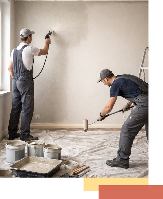 Покраска стен моющейся краской и защита поверхностей в щербинке