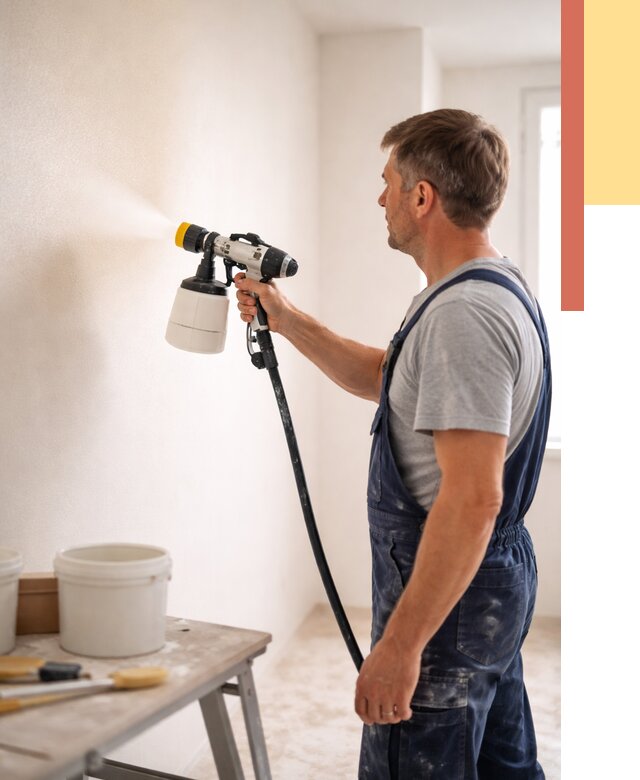 Покраска стен краскопультом в щербинке от 7637 руб. — механизированная покраска | ОТДЕЛОЧНИК-Щрб