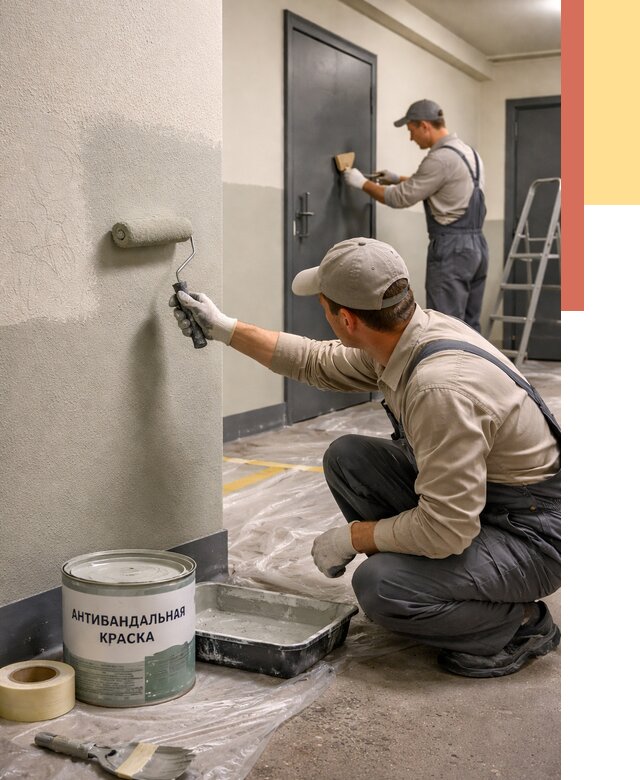 Покраска стен антивандальной краской в щербинке от 4582 руб./м² под ключ | ОТДЕЛОЧНИК-Щрб