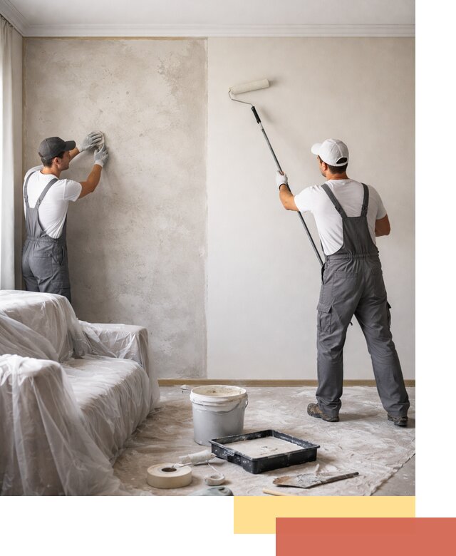 Покраска стен антивандальной краской в щербинке