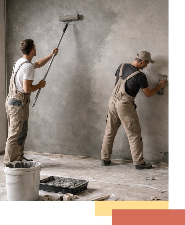 Покраска стен под бетон в щербинке профессионально и недорого