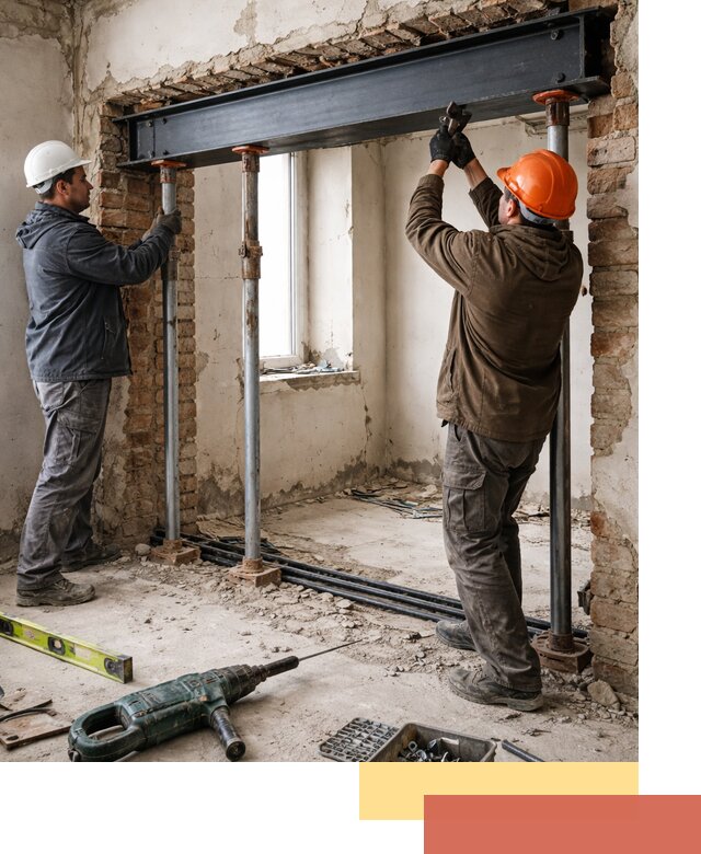 Усиление проема в стене в щербинке для расширения и безопасности