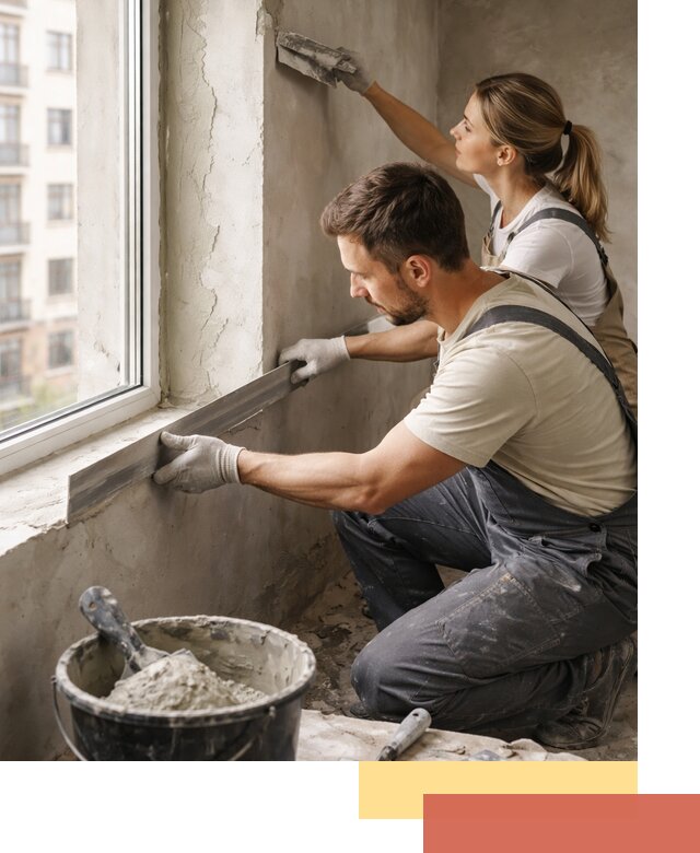 Штукатурка откосов дверей и окон профессионально в щербинке