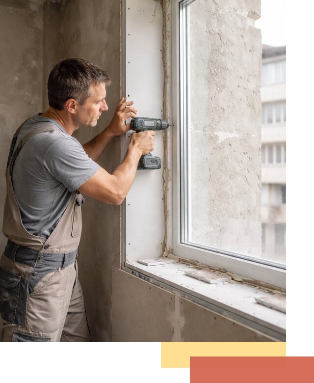 Монтаж гипсокартонных откосов в щербинке под ключ