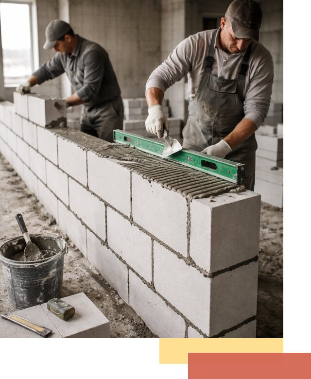 Кладка перегородок из газобетона в щербинке быстро и качественно