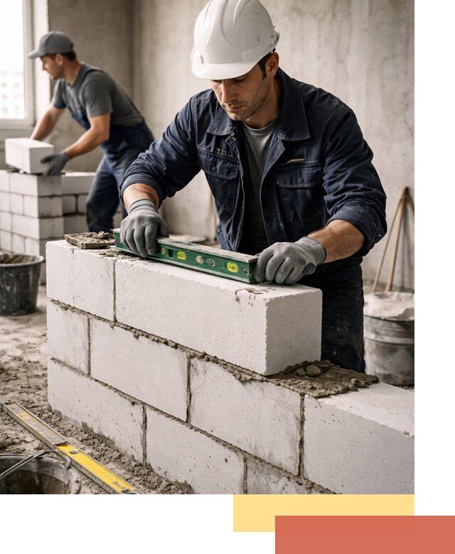 Кладка перегородок из пеноблока под ключ в щербинке