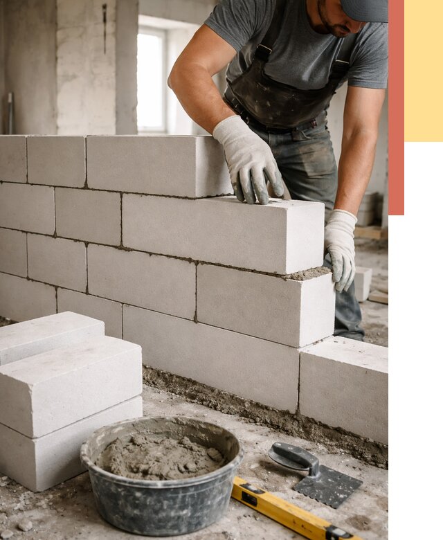 Кладка перегородок из силикатного блока в щербинке от 4073 руб. под ключ | ОТДЕЛОЧНИК-Щрб