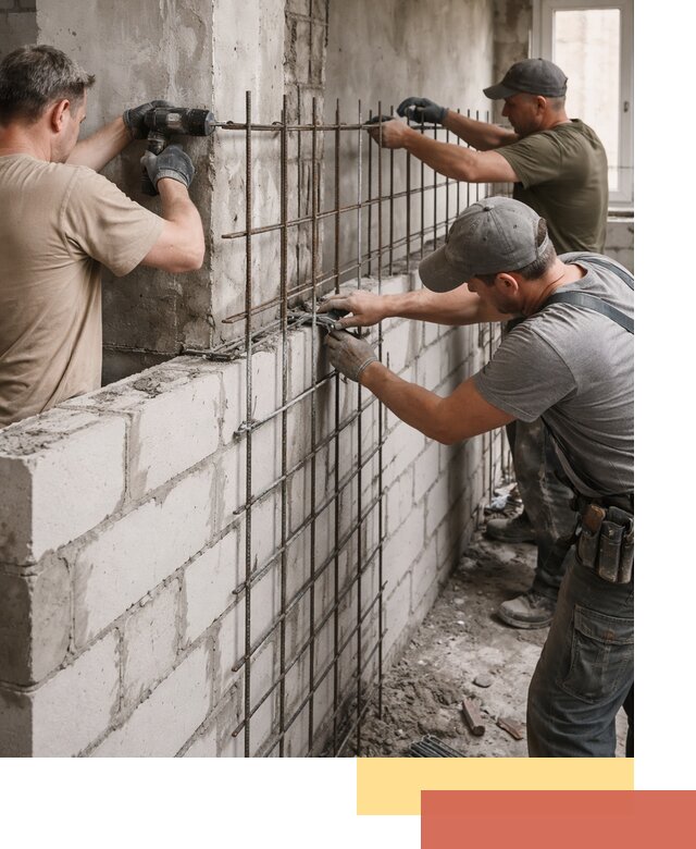 Армирование кладки перегородок в щербинке профессионально и надёжно
