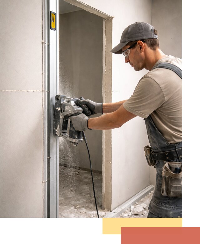 Устройство дверного проема в перегородке в щербинке