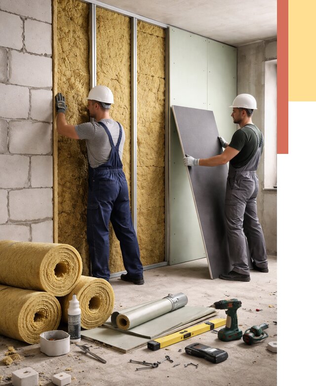 Шумоизоляция перегородок из блоков в щербинке от 1884 руб./м² — быстро и недорого | ОТДЕЛОЧНИК-Щрб