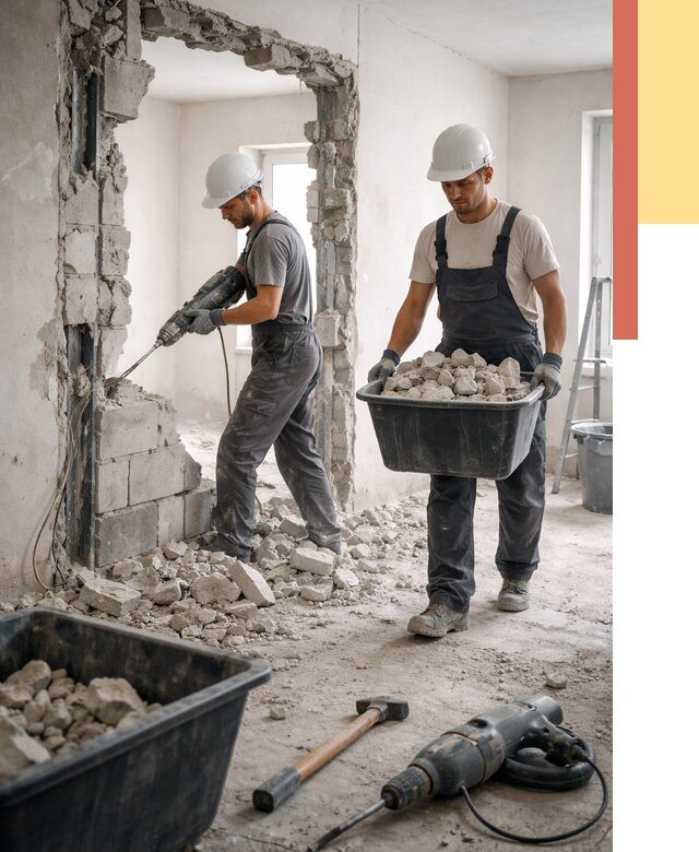 Демонтаж блоковых перегородок в щербинке от 3818 руб. — быстро и недорого | ОТДЕЛОЧНИК-Щрб