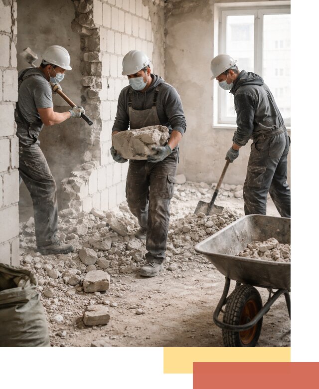 Демонтаж блочных перегородок в щербинке быстро и аккуратно