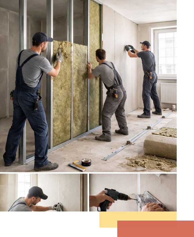 Перегородка из гипсокартона с шумоизоляцией в щербинке — монтаж под ключ