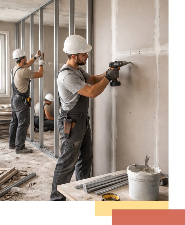 Перегородки из огнестойкого гипсокартона в щербинке под ключ